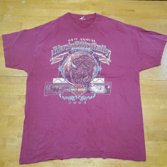 Harley-Davidson Other - Harley Davidson T Shirt Sturgis Black Hills Rally Men's Large 2004 Buffalo Red